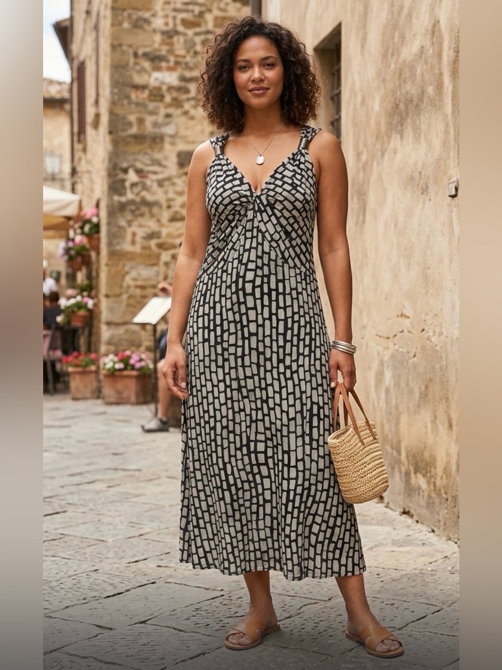 Kenneth Cole Dress 3X Plus Size Geometric Print Tank Dress Career Casual